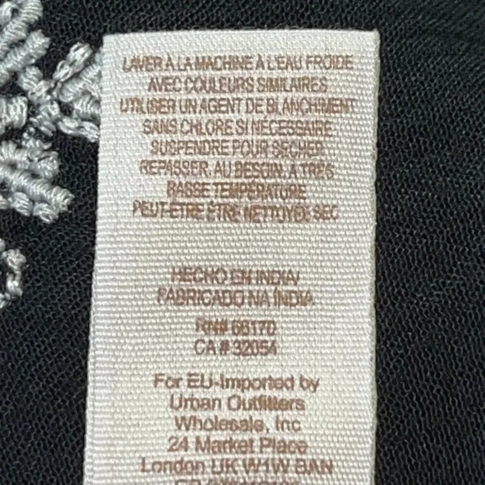 FP FREE PEOPLE STAR GAZER BLACK & BLUE LONG SLEEVE EMBROIDERED DRESS - EUC -  XS